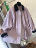 Retro Color Contrast Pink Polo Collar Loose Mid-length Coat for Women Spring and Autumn Korean Style Trench