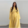 Casual Pleated Women's Dress Solid Long Sleeve O-Neck Waist-Closed Lace-Up Dresses Chic Female Vacation Holiday Robe