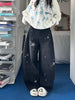 Women's Star Print Wide Leg Jeans Spring Autumn American Style Loose Baggy Tapered Trousers Casual Streetwear Denim Pants