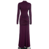 Hollow Out Long Sleeve Sexy Maxi Dress Women Gown Elegant O Neck Draped Ruched Bodycon Club Party Long Dress