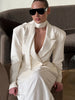 Elegant Suit jacket Female Patchwork V-Neck Lace-Up Commute Long Sleeve Autumn Coat For Women Bandage Suit