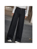 Winter Jeans Women Vintage Thick Fleece‑Lined Denim Wide Leg Pants Casual Versatile Long Trousers Daily Outfit