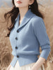 Spring Autumn Women Sweaters Elegant Solid Color Lapel Long Sleeved Knitted Cardigan Jacket Korean Female Knitwear Tops