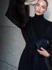 Lady Long Wool Blend Coat Stand Collar Faux Fur Cuffs Belted Waist Loose Oversized Maxi Wrap Outerwear Elegant Winter Overcoat