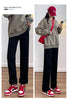 Winter Thickened Women's Mink Velvet Jeans Loose Straight Warm Soft Fleece Elastic High Waist Female Pants Black Blue