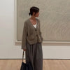 Women's Knitted Cardigan Solid Full Sleeve V Neck Ribbed Autumn Coat Commute Female Knitwear Cardigan Tops