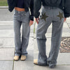 Women's Y2K Vintage Jeans Aesthetic Star Pattern Print Loose Straight Leg Denim Long Pants Casual Low Waist Trousers