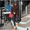 Fleece Women's Jacket Coat Deer Print Half Zip Pullover Jacket Color Block Collar Long Sleeve Cropped Chic Outerwear For Ladies