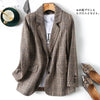 Spring Autumn Plaid Suit Jacket Women Casual Blazers Small Coat Lady Outerwear Loose Tops Female Lattice Blazers