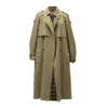 Classic Khaki Color Padded Thickened Trench Coat, Mid-Length British Style Jacket for Women, Fall/Winter