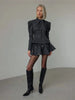 Embroidery Lace Up Bow Suit Jacket Short Skirt Suits Women Elegant Long Sleeve Waist Cinching Coats High Waist Skirts Outfit