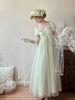 Handmade Regency Empire Waist Lolita Gown Women Vintage Green Beaded Lace Formal Dress Harajuku Elegant Party Outfit Chic Retron