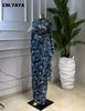 Women Floral Print O-neck Ruched Bodycon Long Maxi Dress Spring Evening Birthday Club Party Vestidos Sexy Dresses