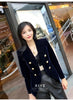 Small Suit Short Coat for Women Autumn and Winter Velvet Slim Fit All-Matching Double-Breasted Long Sleeve Solid Color Suit
