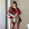 Women's Shorts 2 Pcs Sets Panelled Lantern Long Sleeve Ruched Zipper Loose Coats Lace Up Short Pants Chic Lady Sporty Outfit