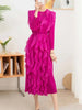 Ruffles Pleated Dress For Women Round Neck Long Sleeves Belt Dresses Female Festival Clothing Spring 2DA3661