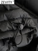 Zevity Women Stand Collar Long Sleeve Patchwork Quilted Cotton Jacket Coat Femme Outerwear Chic Zipper Short Tops CT5817