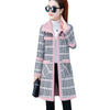 Winter Lamb Wool Woolen Coat Thick Plus Velvet Warm Cotton Coat Women Long Grid Parker Overcoat Plus Size Cold Trench Coats