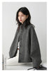 Women Short Woolen Coat Stand Up Twill Texture Single Breasted Ladies Jacket Retro Woman Outwear Autumn Winter