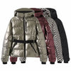 Women Winter Hooded Down Jackets With Belt Lady Warm Thick Long Sleeve Stand Collar Parkas Padded Coats Sports Ski Outdoor