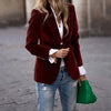 Women's Gold Velvet Blazer, Office Lady Spring Autumn Foreign Atmosphere, Red Blazers Suit, OL Professional Wear