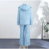 In stock Polka Dot Hooded Puffer Coat Drawstring Hem Zip‑Up Winter Women Warm Pants Set Glam Causal Lady Cotton‑Padded Suit