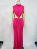 Women O-neck High Split Ruched Stacked Bodycon Midi Maxi Dress Evening Party Club Vestidos Sexy Chic Long Dresses