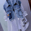 Splicing Denim Jacket Women Spring Autumn Korean Denim Shirt Ladies Tops Casual Jean Coat Female Windbreaker