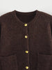 Women Single Breasted Knit Cardigan Long Sleeve O Neck With Pockets Spring Jacket Female Elegant Brown Coat