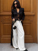 Jacquard Patchwork Long Coat Women Autumn Elegant Irregular Hem Full Sleeve Bandages Dell V-Neck Chic Streewear