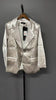 Women Silver Big Size Glossy Sensation Blazer Lapel Long Sleeve Loose Jacket Tide Autumn 31A0901