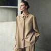 Minimalist Women Stripe Shirt Autumn Lapel Concealed Placket Loose Wide Leg Pants Casual Trousers Separate 12623109