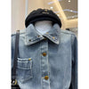 Women's Long-Sleeve Denim Dress Stylish Button-Down Irregular Hem Design Retro Elegant Casual Daily Dresses For Woman