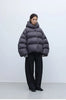 Stylish Silhouette 90% White Goose down Hooded down Jacket for Women, Curved Sleeve Puffer Coat, Thickened Outerwear, Winter Model