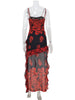 Camisoles Mesh Patchwork Prints Sheer Irregular Hemline Chic Sheath Women Dresses Sexy Club Streetwear Female