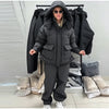Printed Drawstring Oversized Pockets Puffer Suit Winter Women Warm Padded Coat Set Warm Casual Lady Cotton-Padded Outfit