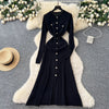 Brand Women Knitted Maxi Dress Aesthetic Y2K Single-breasted Shirt Sweater Dress Lady Party Vestidos