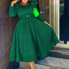 Autumn Stylish Women Evening Party Dress Long Puff Sleeve Elegant Pleated A-Line Gowns Birthday Wedding Celebrate Robes