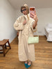 Crinkle Trench Coat Stand Collar Oversized Lantern Sleeve Waterproof Wrinkle Resistant Fabric Autumn Daily Lady Chic Coat
