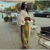 Women Camouflage Cargo Long Pants High Waist Wide Leg Drawstring Hem Baggy Trousers Autumn Casual Chic Vintage Streetwear