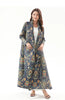 Pleated Turndown Collar Long Sleeve Cardigan Dress Women Spring Abaya Original Designer Vintage Printed Coat