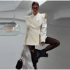 Hollow Out Long Sleeve Blazer Jacket For Women Spring Solid V-neck Waist Suit Coats Office Lady Chic Outerwear