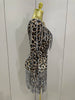 Sparkle Diamond Tassel One Shoulder Leopard Print Stretch Mini Dress Women Birthday Party Sexy Nightclub Stage Costume