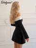 Off Shoulder Long Sleeves Slim Mini Dress Women's Sexy Elegant Outfit Prom Birthday Party Clubwear Spring Dress