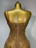 Rhinestones Sexy Mesh See Through Bodycon Dress Women Birthday Evening Cocktail party Gown Red Carpet Club Stage Outfit