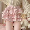 Autumn Winter Warm Lolita Safety Short Pants Women Sweet Chic Plush Bloomers Japanese Y2k Lace Bow Knickers Harajuku Cute Shorts