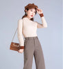 Woman Trousers Autumn Winter Baggy High Waist Loose Tweed Pants for Women Straight Leg Casual Chic and Elegant Xxl Slacks Nylon