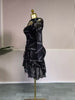 Women Full Sleeve Print Stacked Ruffles Bodycon Mini Dress Fall Evening Birthday Vacation Party Vestidos Sexy Dresses