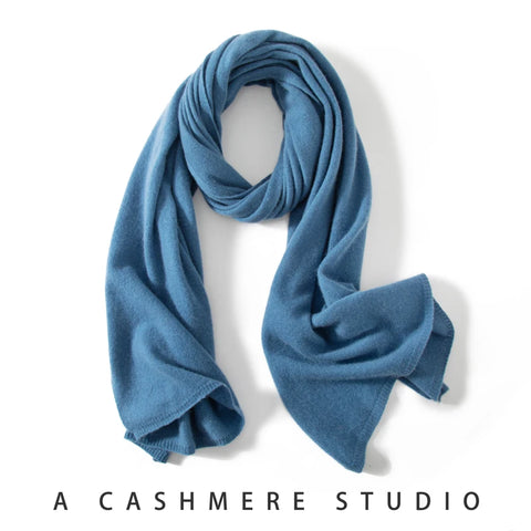 Autumn Winter Women 100% Pure Cashmere Knitted Scarf Solid Color Poncho Warm Capes Female Shawl