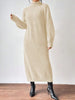 Winter Knit Dresses Women Turtleneck Straight Long Dress Autumn Solid Full Sleeve Thick Casual Vestidos Basis Lady